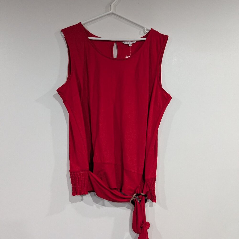 BNWT Cleo Sleeveless Blouse with Buckle Tie Red Size XXL